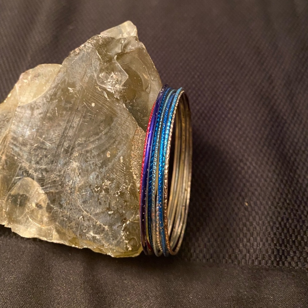 STACK of MULTI COLORED BANGLE BRACELETS